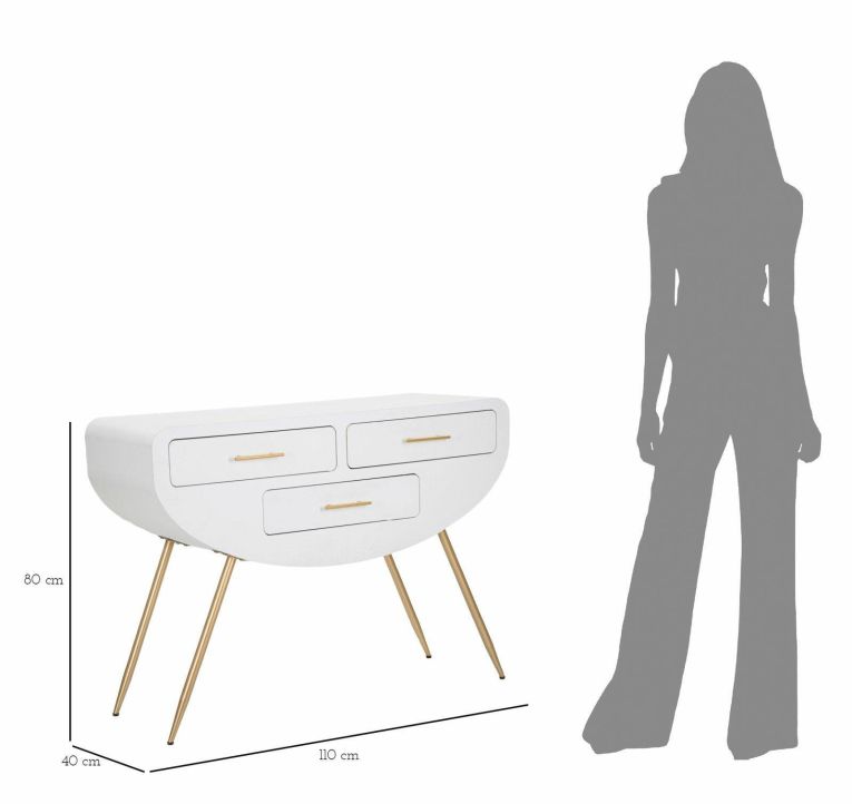 Consolle 110x40x80h cm bianco e oro - Tomato