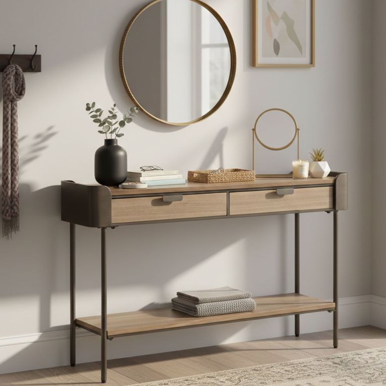 Consolle 120x31x72h cm grigio e marrone - Franz