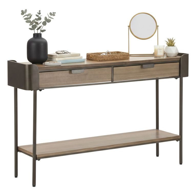 Consolle 120x31x72h cm grigio e marrone - Franz