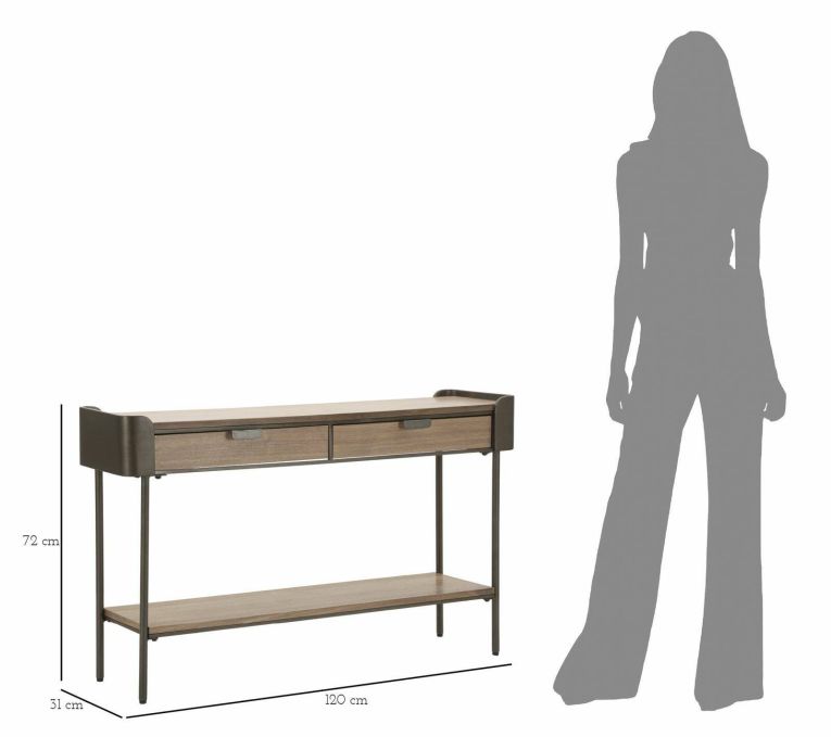 Consolle 120x31x72h cm grigio e marrone - Franz