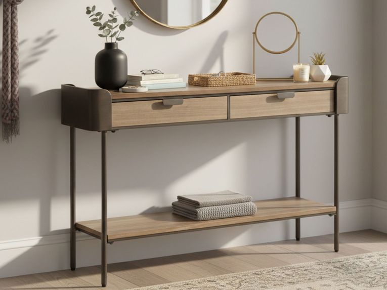 Consolle 120x31x72h cm grigio e marrone - Franz