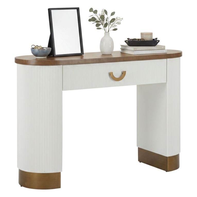 Consolle 121x40x78h cm bianco e marrone - Cadre
