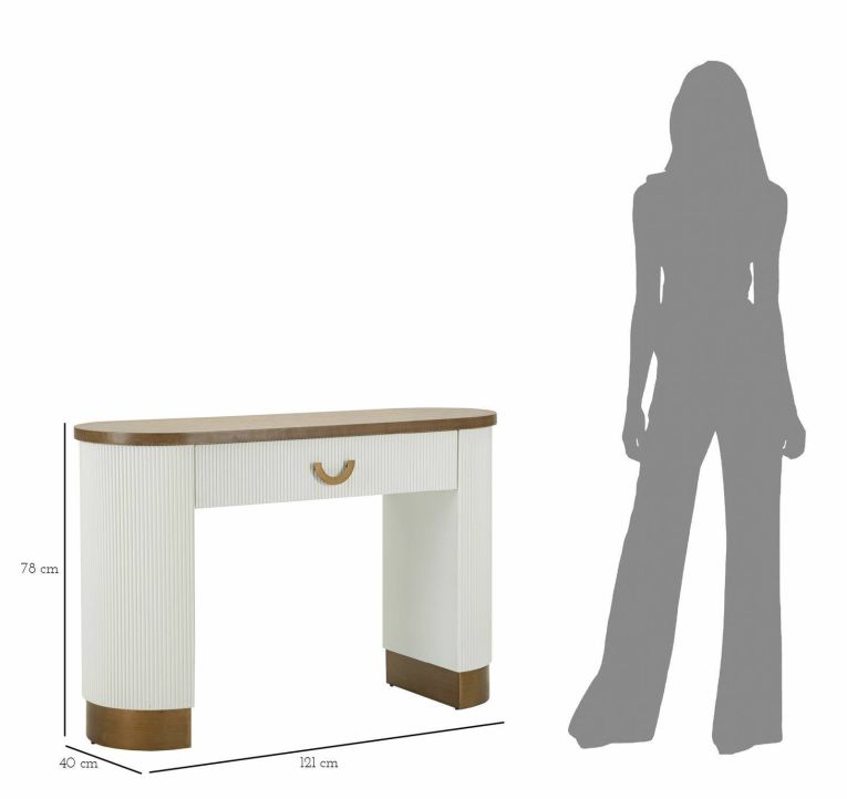 Consolle 121x40x78h cm bianco e marrone - Cadre