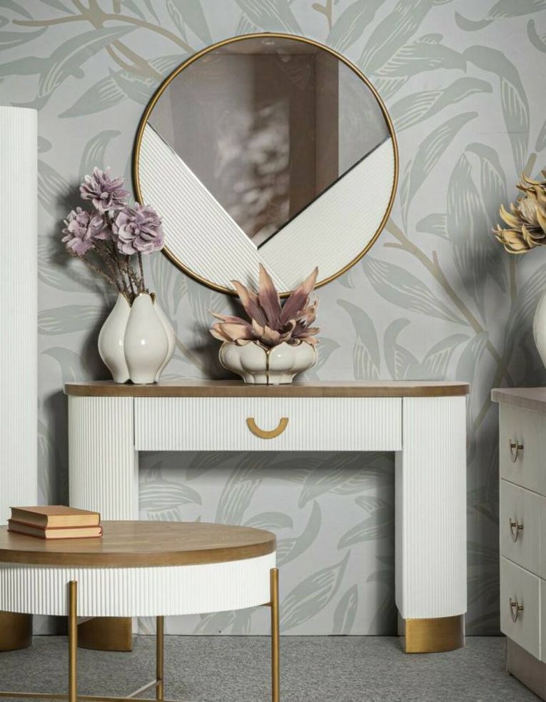 Consolle 121x40x78h cm bianco e marrone - Cadre