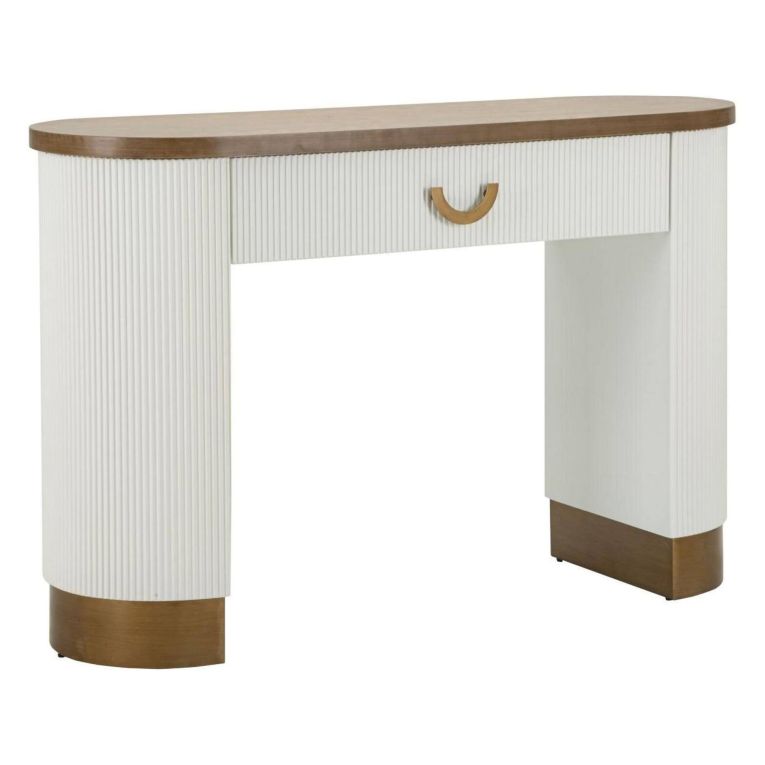 Consolle 121x40x78h cm bianco e marrone - Cadre