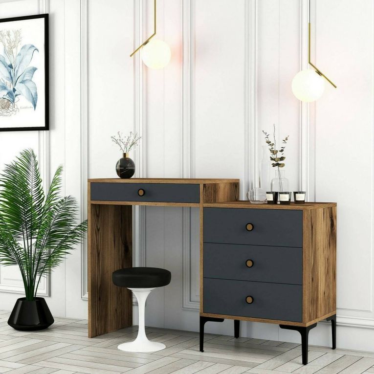 Consolle 124x40x84h cm noce e antracite - Artegna