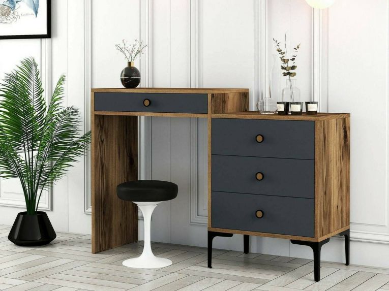 Consolle 124x40x84h cm noce e antracite - Artegna
