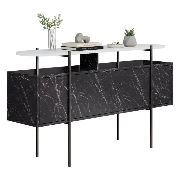 Consolle 150x38x86h cm bianco e grigio - Vance