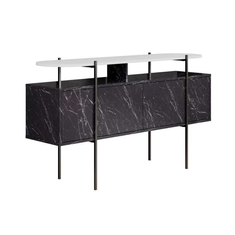 Consolle 150x38x86h cm bianco e grigio - Vance