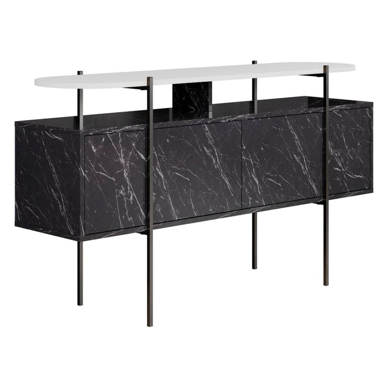 Consolle 150x38x86h cm bianco e grigio - Vance