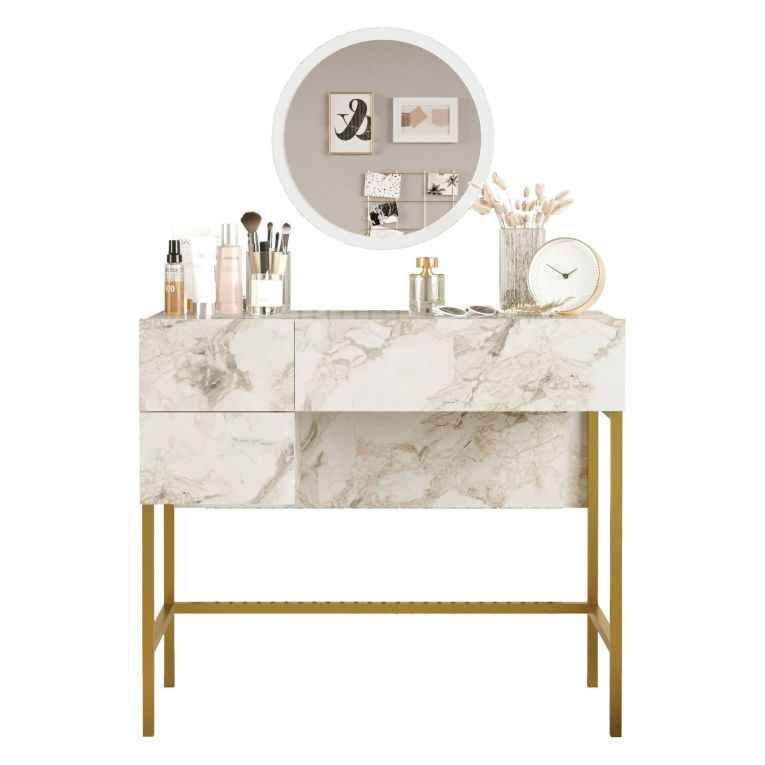 Consolle 88x44x77h cm bianco e oro - Scoppito