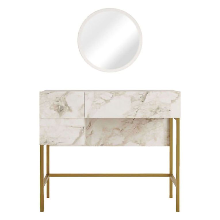 Consolle 88x44x77h cm bianco e oro - Scoppito