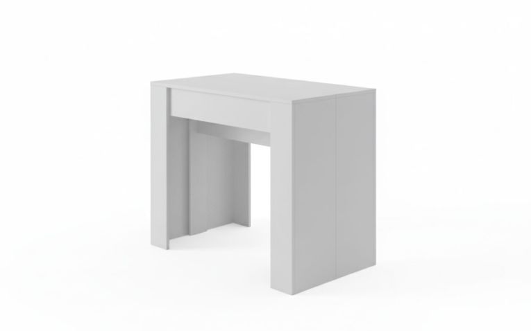 Consolle allungabile Alberique, Tavolo con allunghe, Consolle multiuso, Tavolo da pranzo estensibile fino a 10 posti, 51-237x90h78 cm, Bianco opaco