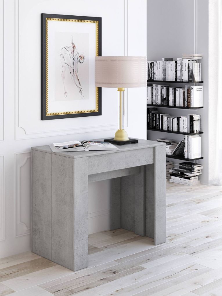 Consolle Allungabile Grigio 10 Posti Allungabile 237x90x77h cm, Meccanismo Estensione Allunghe Centrali - Vaelis