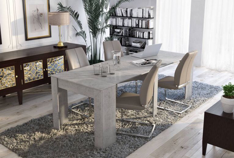 Consolle Allungabile Grigio 10 Posti Allungabile 237x90x77h cm, Meccanismo Estensione Allunghe Centrali - Vaelis
