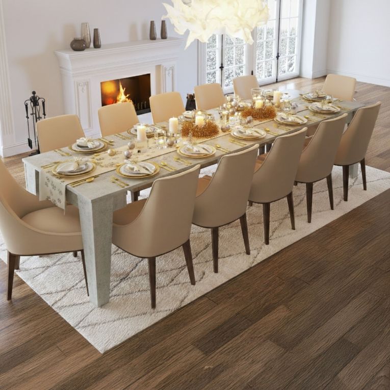 Consolle Allungabile Grigio Cemento Allungabile 12 Posti 305.6x90x75.2h cm, Meccanismo Estensione Allunghe Centrali - Gizio