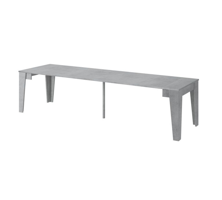 Consolle Allungabile Grigio Cemento Allungabile 12 Posti 305.6x90x75.2h cm, Meccanismo Estensione Allunghe Centrali - Gizio