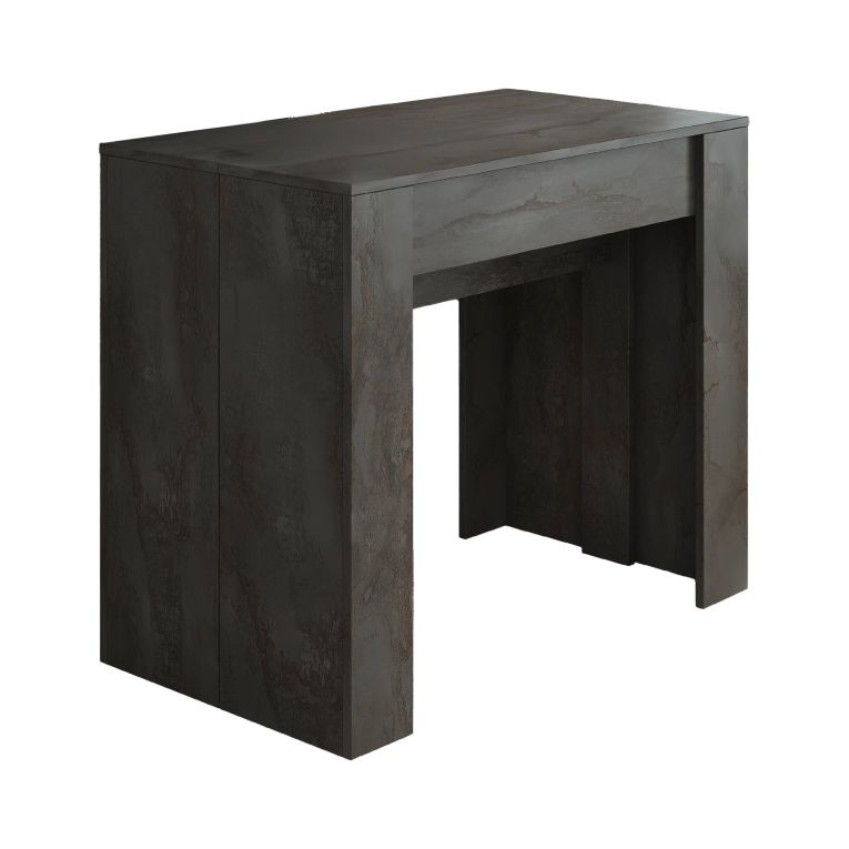 Consolle allungabile Maclodio, trasformabile in tavolo da pranzo, salvaspazio ed estensibile fino a 237 cm, 90-237x76,6x90 cm, Antracite