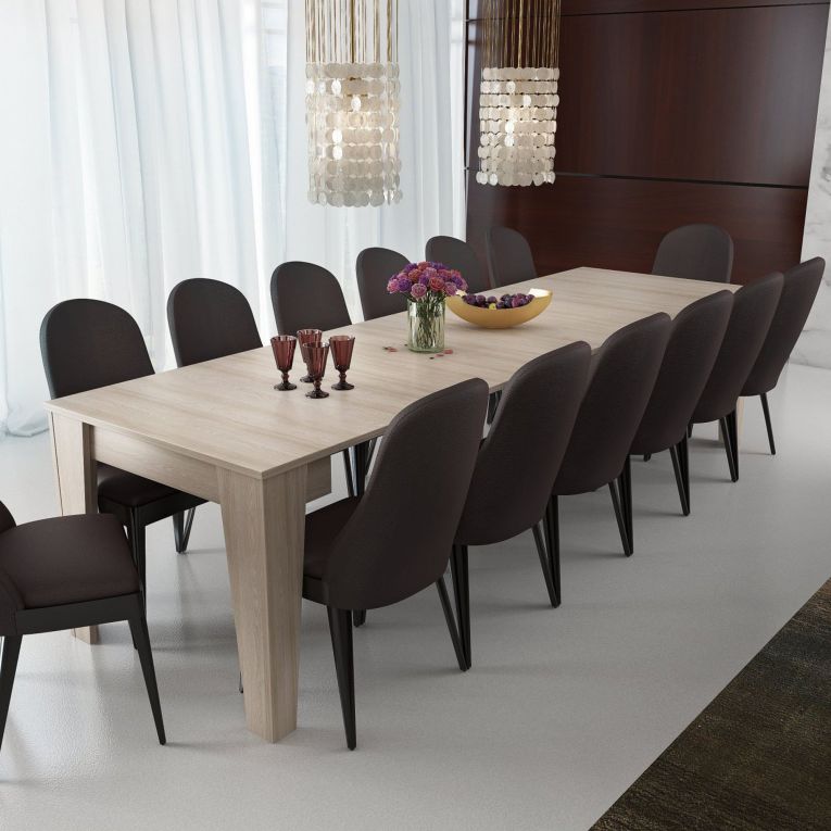Consolle Allungabile Marrone Olmo Allungabile 12 Posti 305.6x90x75.2h cm, Meccanismo Estensione Allunghe Centrali - Gizio
