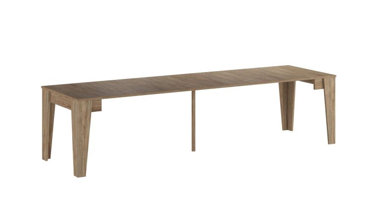 Consolle Allungabile Marrone Rovere Allungabile 12 Posti 305.6x90x75.2h cm, Meccanismo Estensione Allunghe Centrali - Gizio