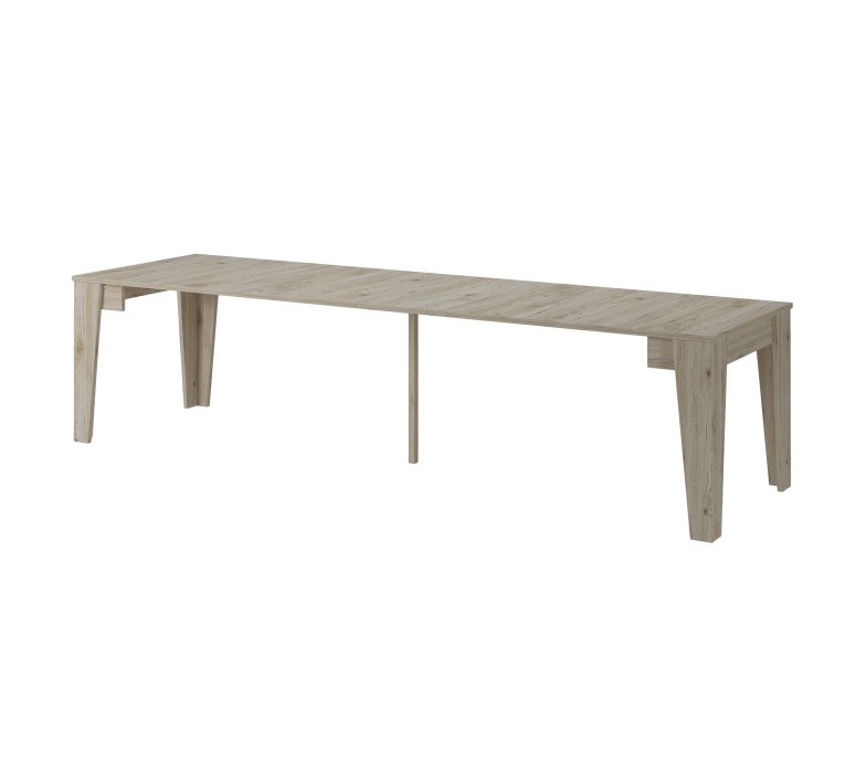 Consolle Allungabile Marrone Rovere Nodi Allungabile 12 Posti 305.6x90x75.2h cm, Meccanismo Estensione Allunghe Centrali - Gizio