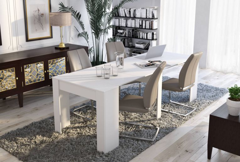 Consolle allungabile Vaelis, 90-237x76,6x90 cm, Bianco