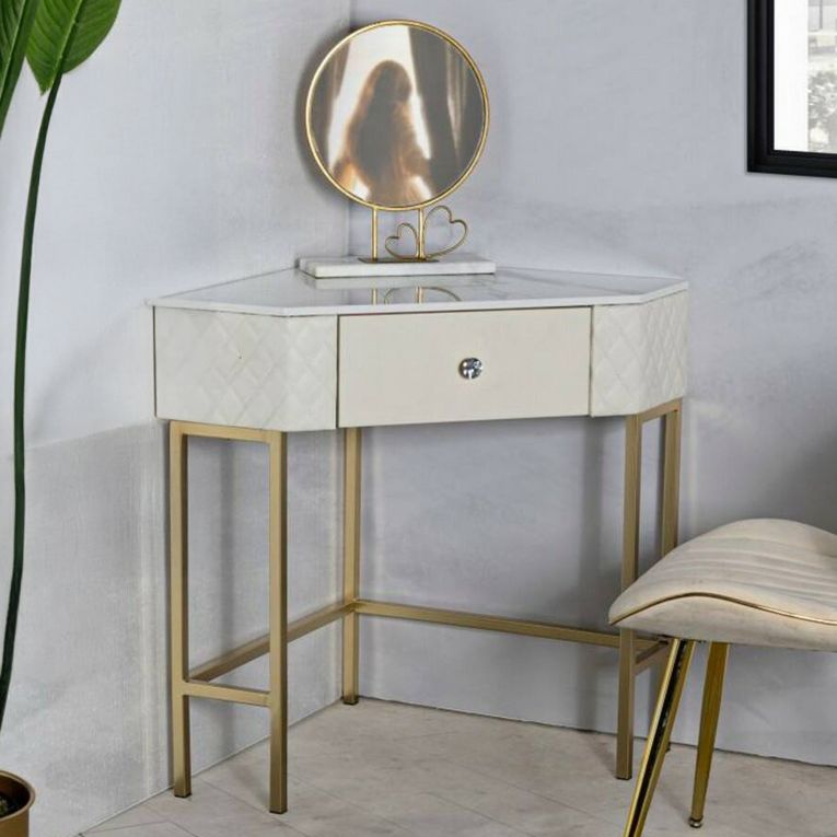 Consolle angolare 84x60x77h cm bianco e oro - Viscardo