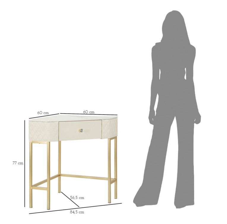 Consolle angolare 84x60x77h cm bianco e oro - Viscardo