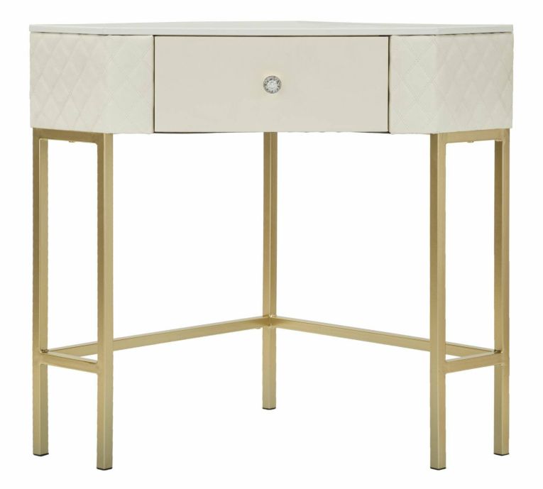 Consolle angolare 84x60x77h cm bianco e oro - Viscardo