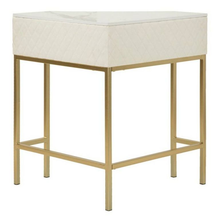 Consolle angolare 84x60x77h cm bianco e oro - Viscardo