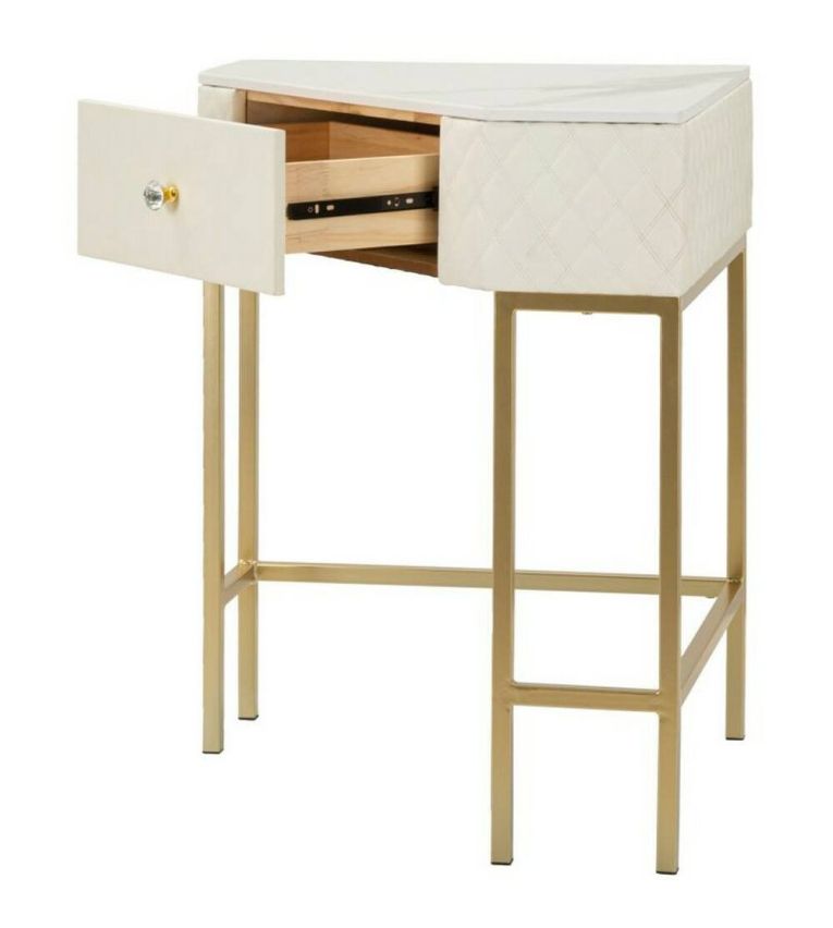 Consolle angolare 84x60x77h cm bianco e oro - Viscardo