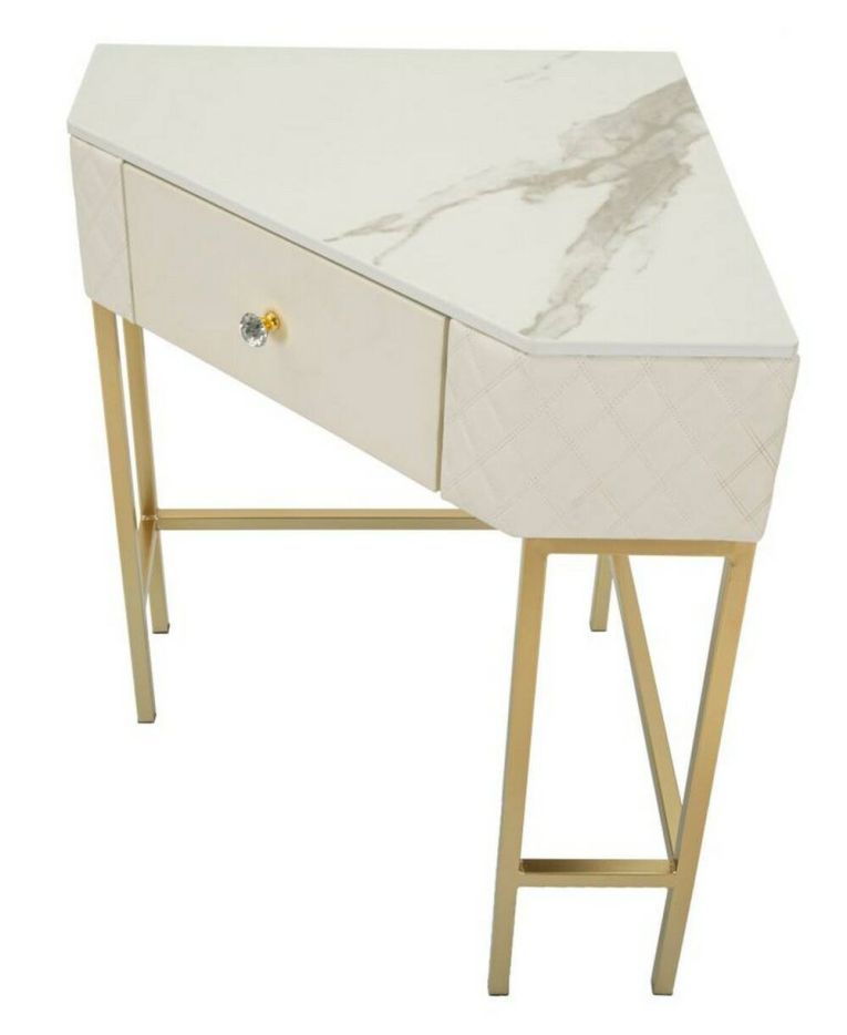 Consolle angolare 84x60x77h cm bianco e oro - Viscardo