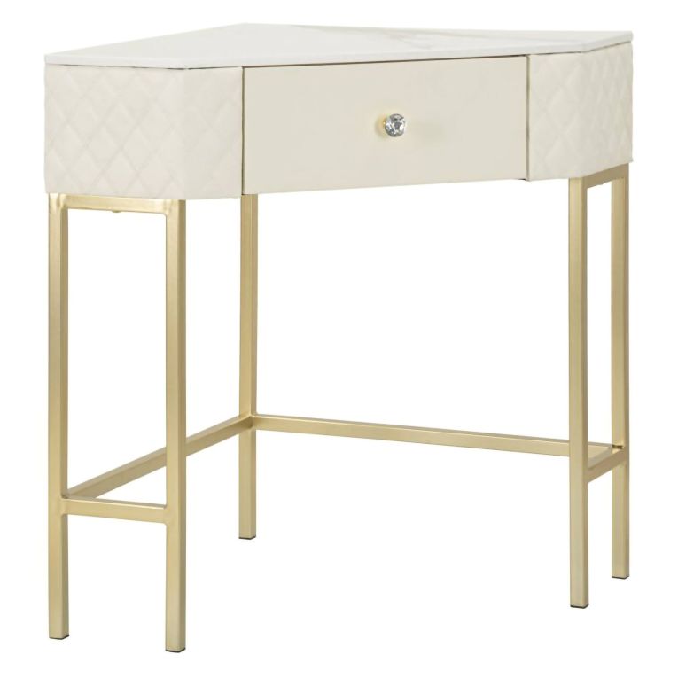 Consolle angolare 84x60x77h cm bianco e oro - Viscardo
