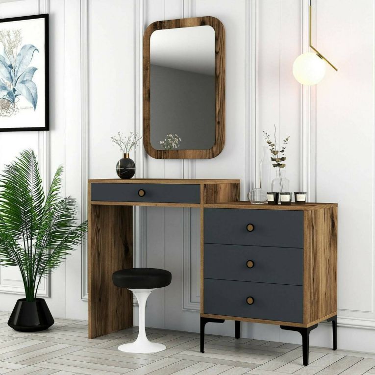 Consolle beauty 124x40x84h cm noce e antracite - Namtheun