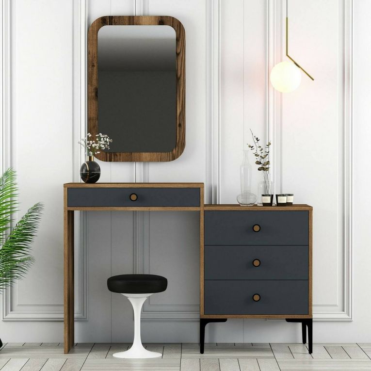 Consolle beauty 124x40x84h cm noce e antracite - Namtheun