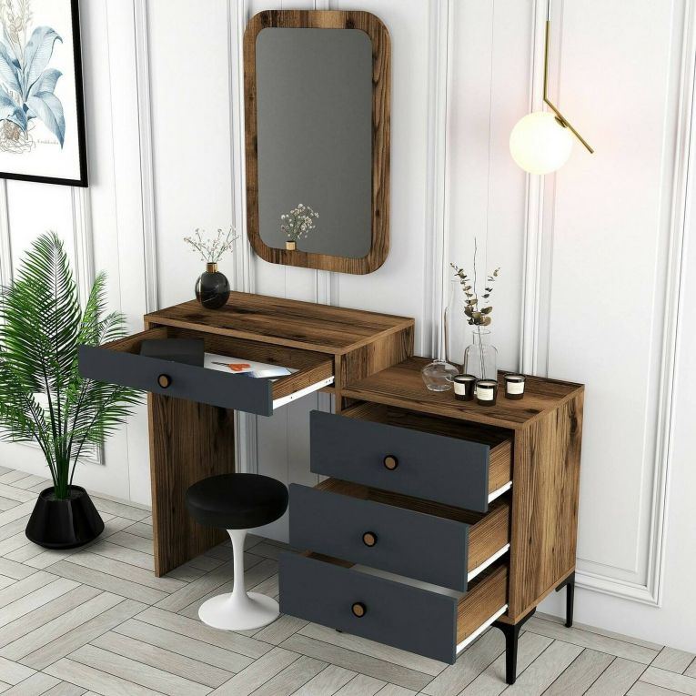 Consolle beauty 124x40x84h cm noce e antracite - Namtheun