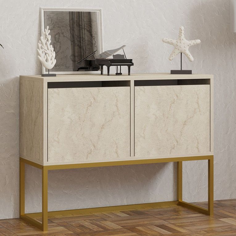Consolle Beige Marmo Oror 2 Vani Colore Struttura Oror 90x34x70h cm, Colore Ripiano Beige - Arresi