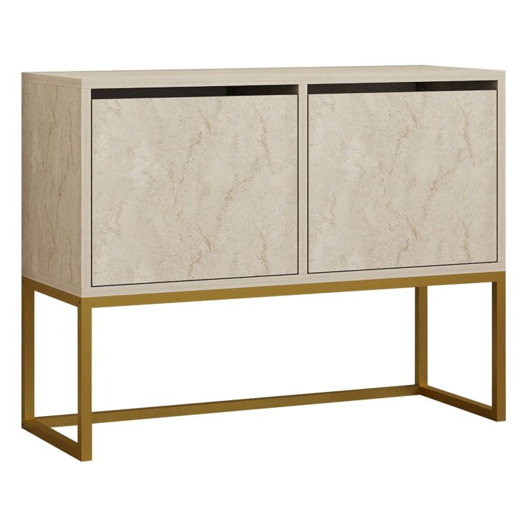 Consolle Beige Marmo Oror 2 Vani Colore Struttura Oror 90x34x70h cm, Colore Ripiano Beige - Arresi