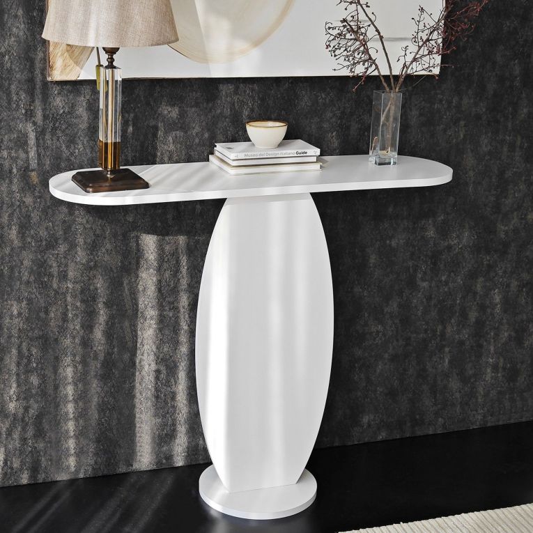 Consolle Bianco Colore Ripiano Bianco 100x30x81h cm, - Ramacca