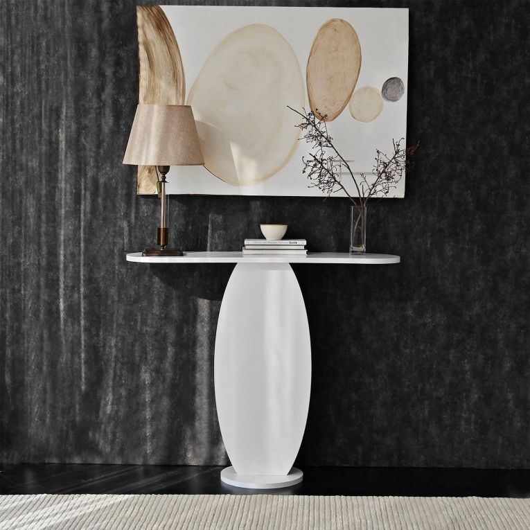 Consolle Bianco Colore Ripiano Bianco 100x30x81h cm, - Ramacca