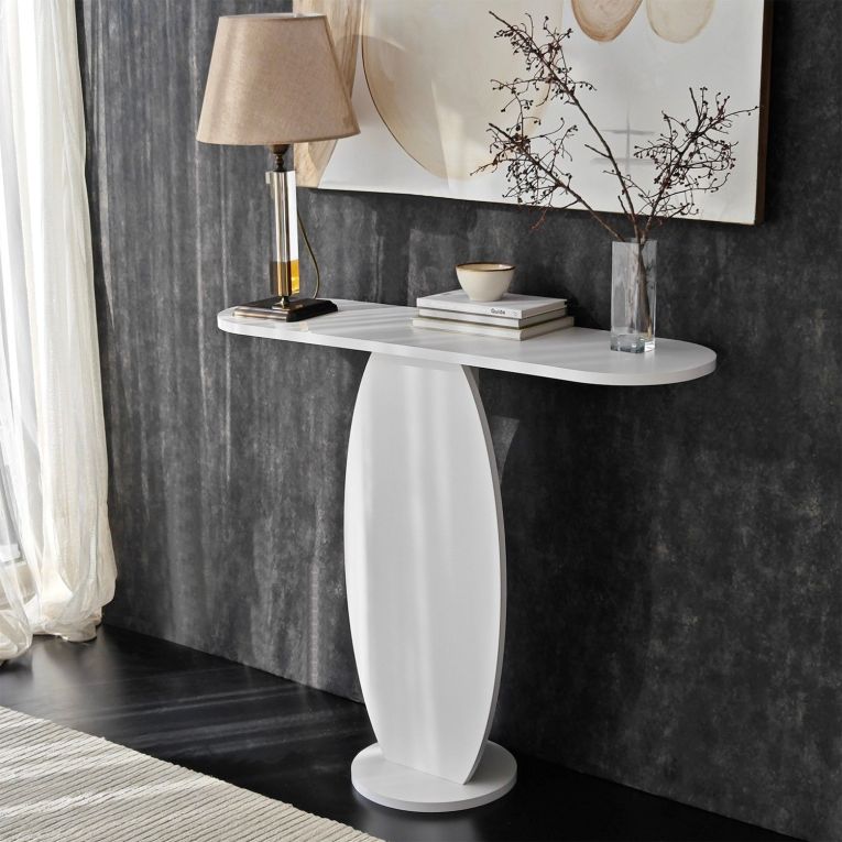 Consolle Bianco Colore Ripiano Bianco 100x30x81h cm, - Ramacca