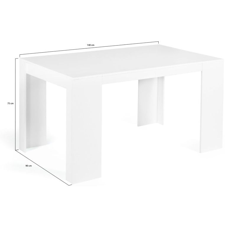 Consolle Bianco Colore Ripiano Bianco 144x90x76.6h cm, - Nairis