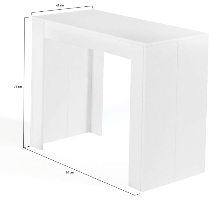 Consolle Bianco Colore Ripiano Bianco 144x90x76.6h cm, - Nairis