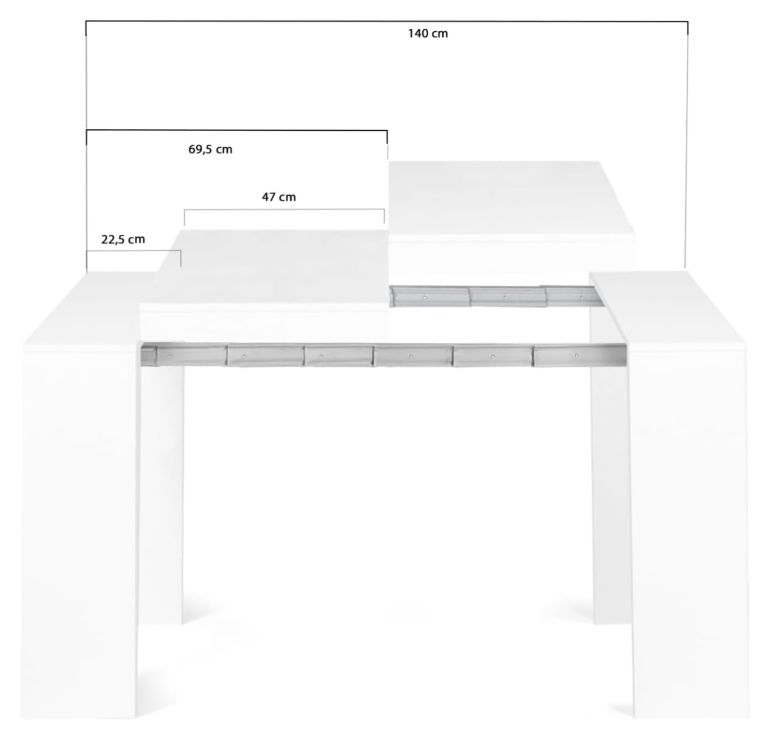Consolle Bianco Colore Ripiano Bianco 144x90x76.6h cm, - Nairis