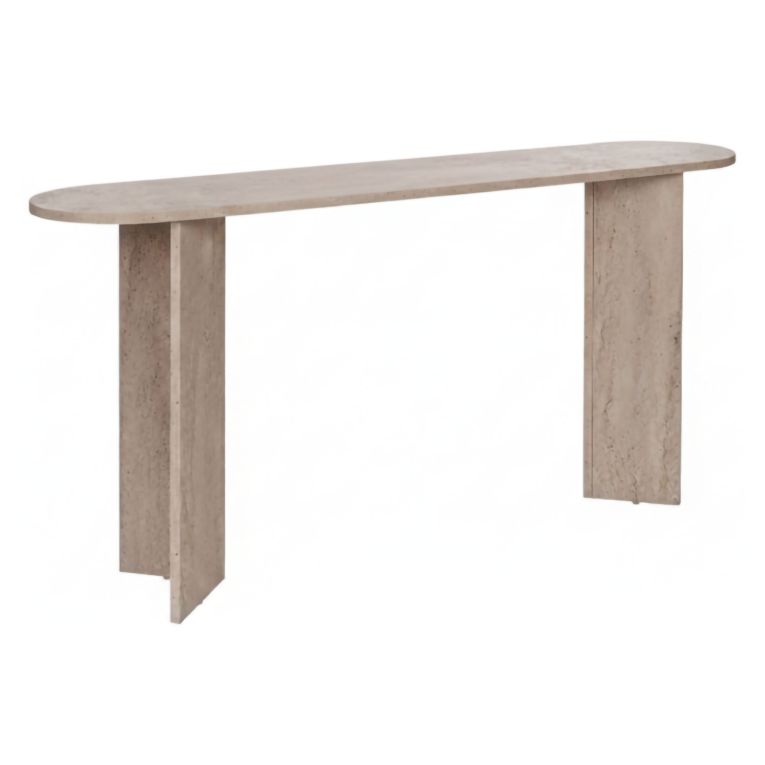 Consolle Bianco Marmo un Ripiano Peso Supportato 25 kg 150x35x75h cm, Colore Ripiano Bianco - Cercino