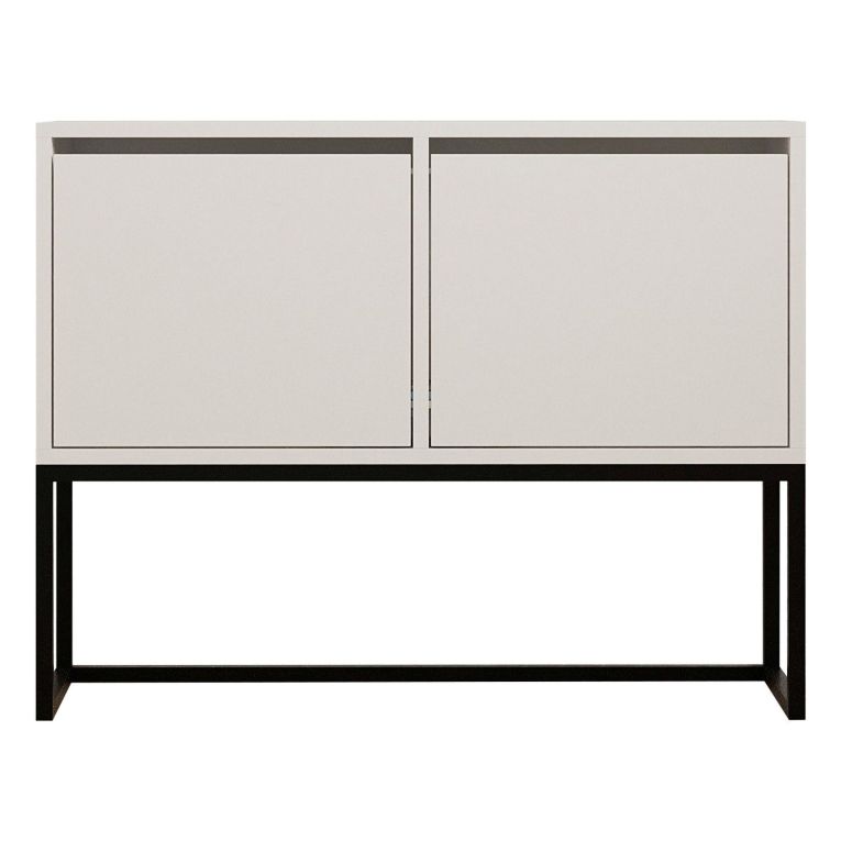 Consolle Bianco Nero 2 Vani Colore Struttura Nero 90x34x70h cm, Colore Ripiano Bianco - Arresi