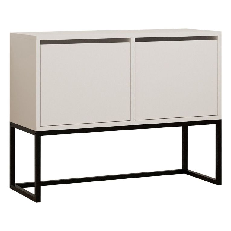 Consolle Bianco Nero 2 Vani Colore Struttura Nero 90x34x70h cm, Colore Ripiano Bianco - Arresi