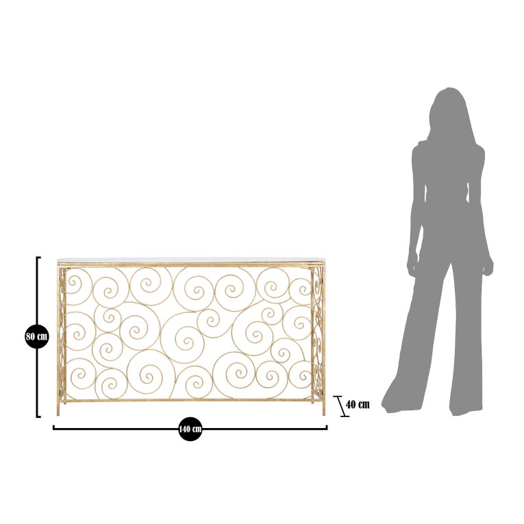 Consolle Bianco oro un Ripiano Materiale Struttura in Marmo 140x36x82h cm, Colore Ripiano Bianco - Goris