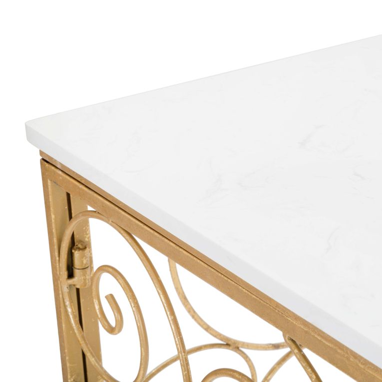 Consolle Bianco oro un Ripiano Materiale Struttura in Marmo 140x36x82h cm, Colore Ripiano Bianco - Goris