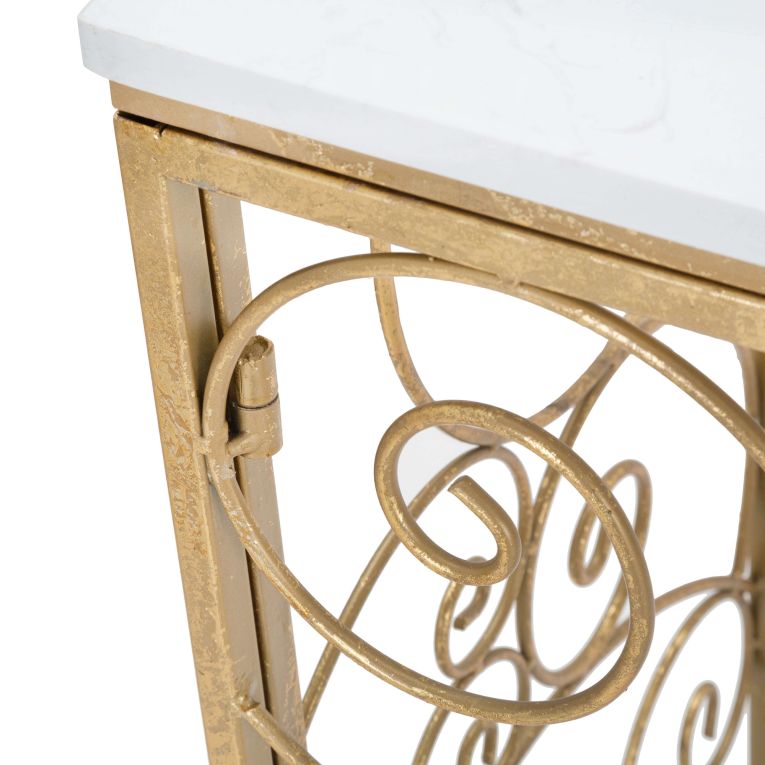 Consolle Bianco oro un Ripiano Materiale Struttura in Marmo 140x36x82h cm, Colore Ripiano Bianco - Goris
